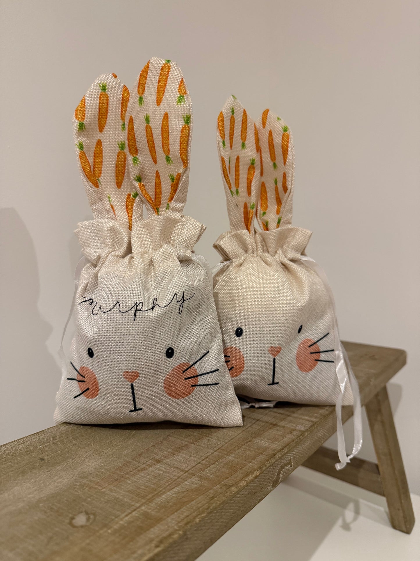 Small Personalised Hessian Bunny Pouch