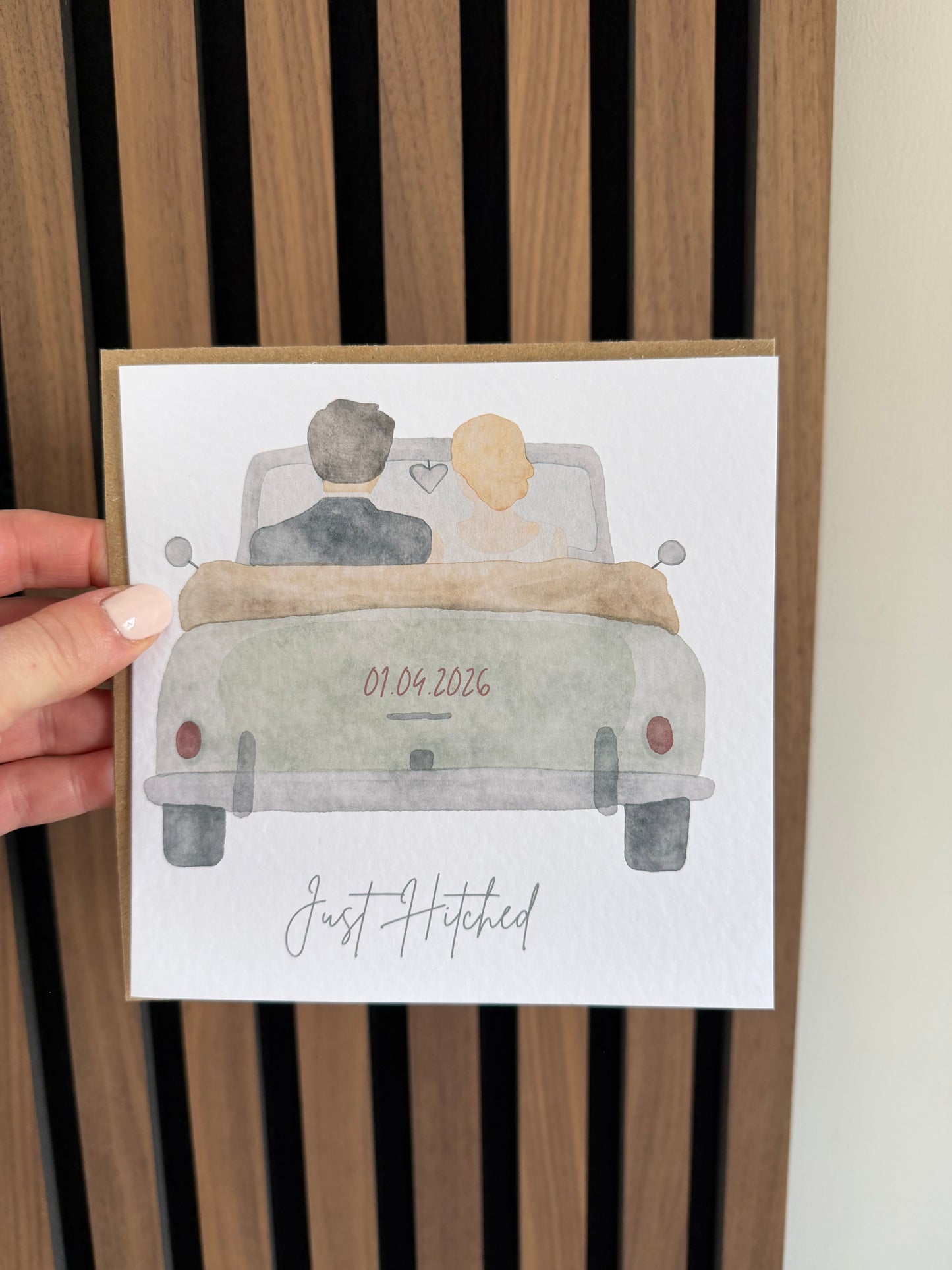 Just Hitched Personalised Greetings Card