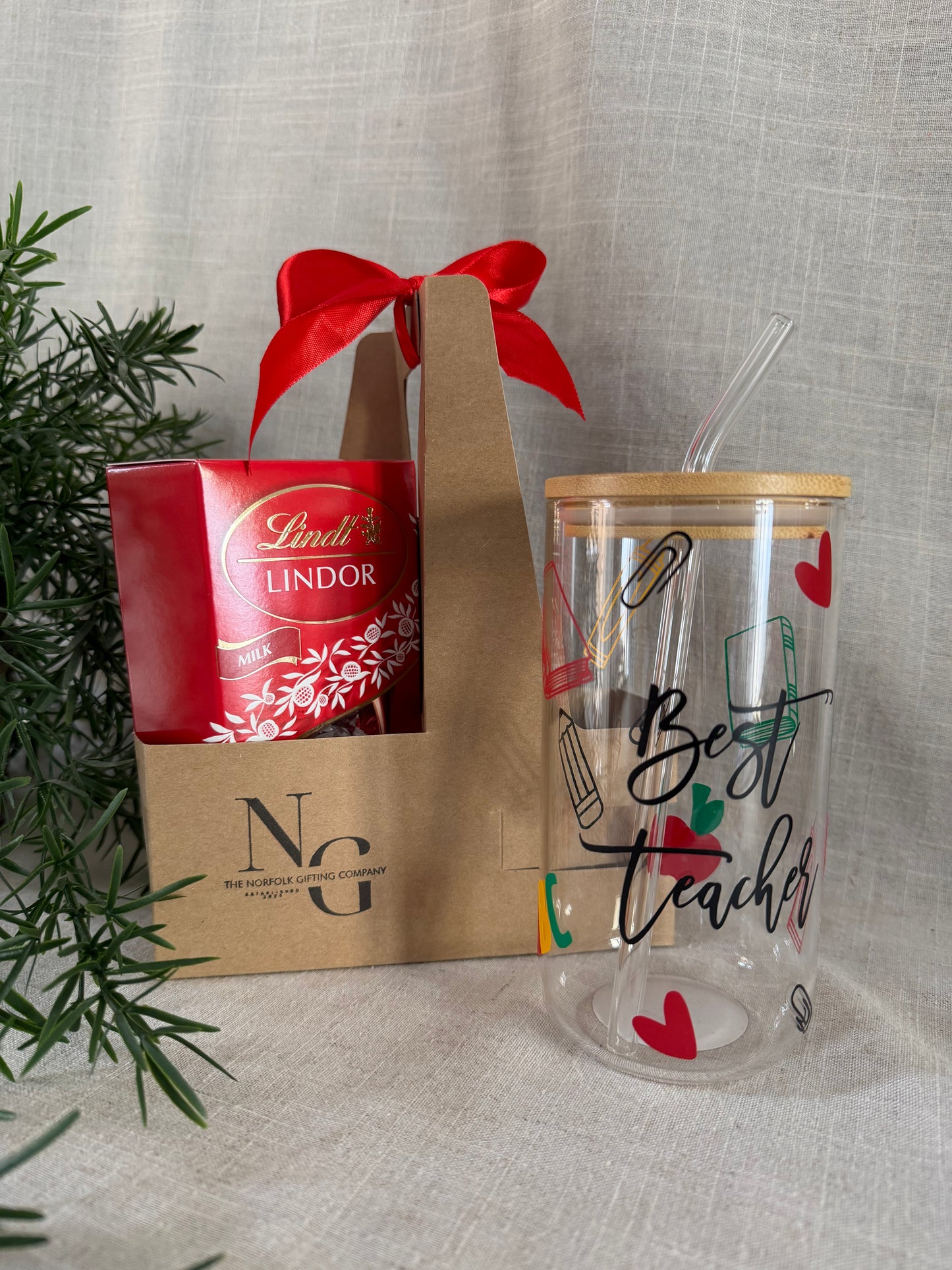 Personalised Teacher Glass Tumbler & Chocolate Gift Set