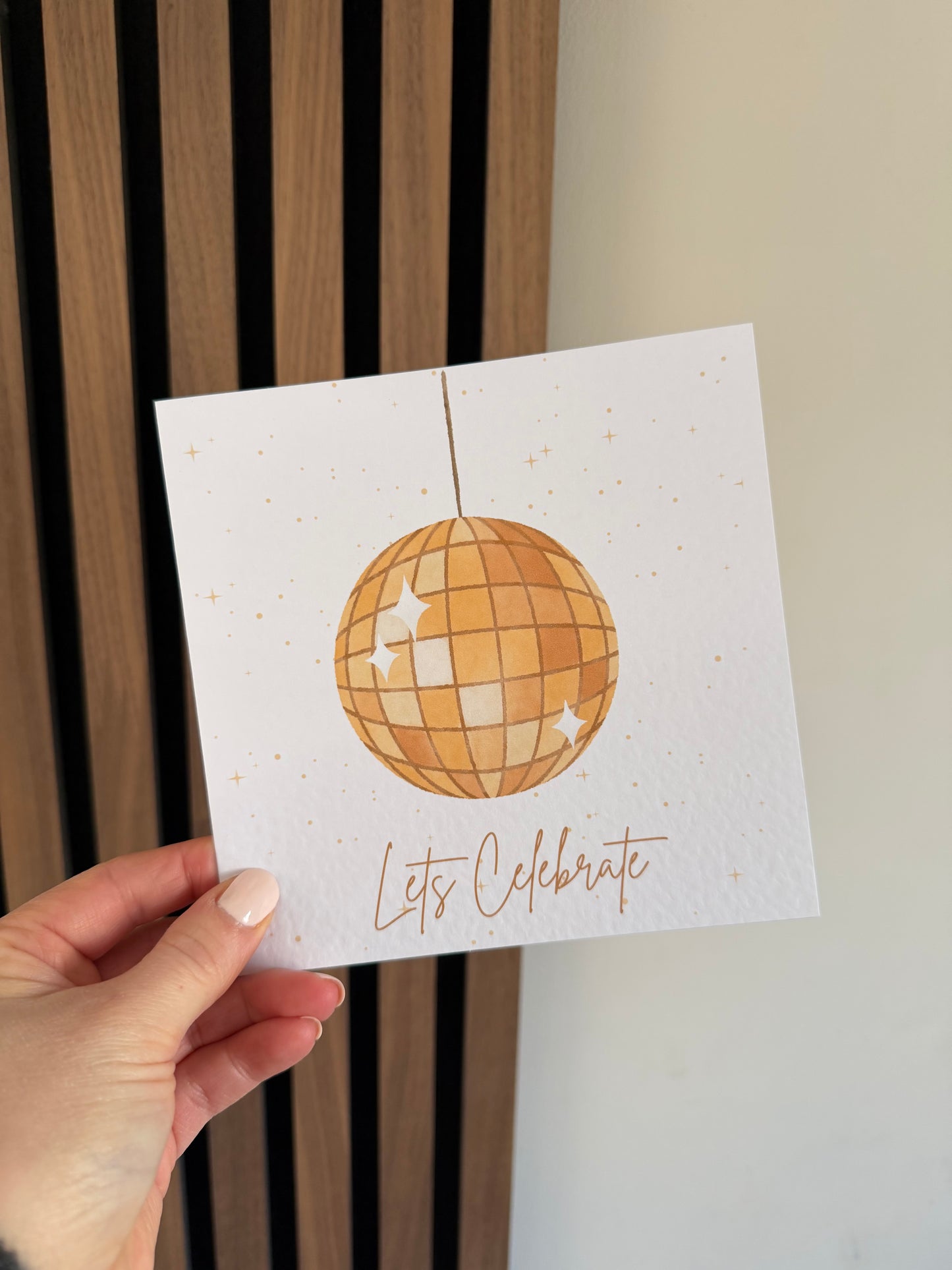 Lets Celebrate Disco Ball Greetings Card