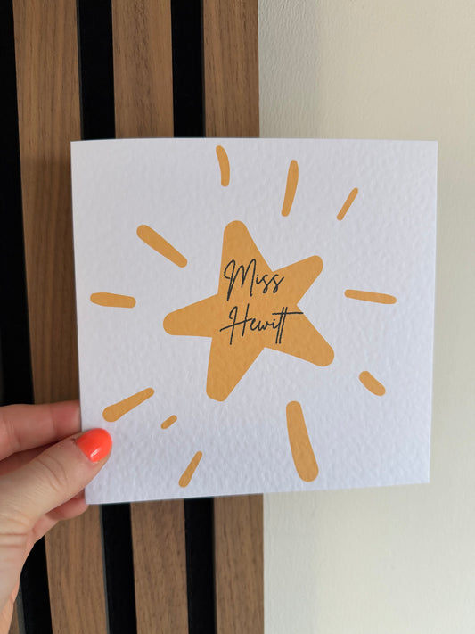 Star Greetings Teacher Card