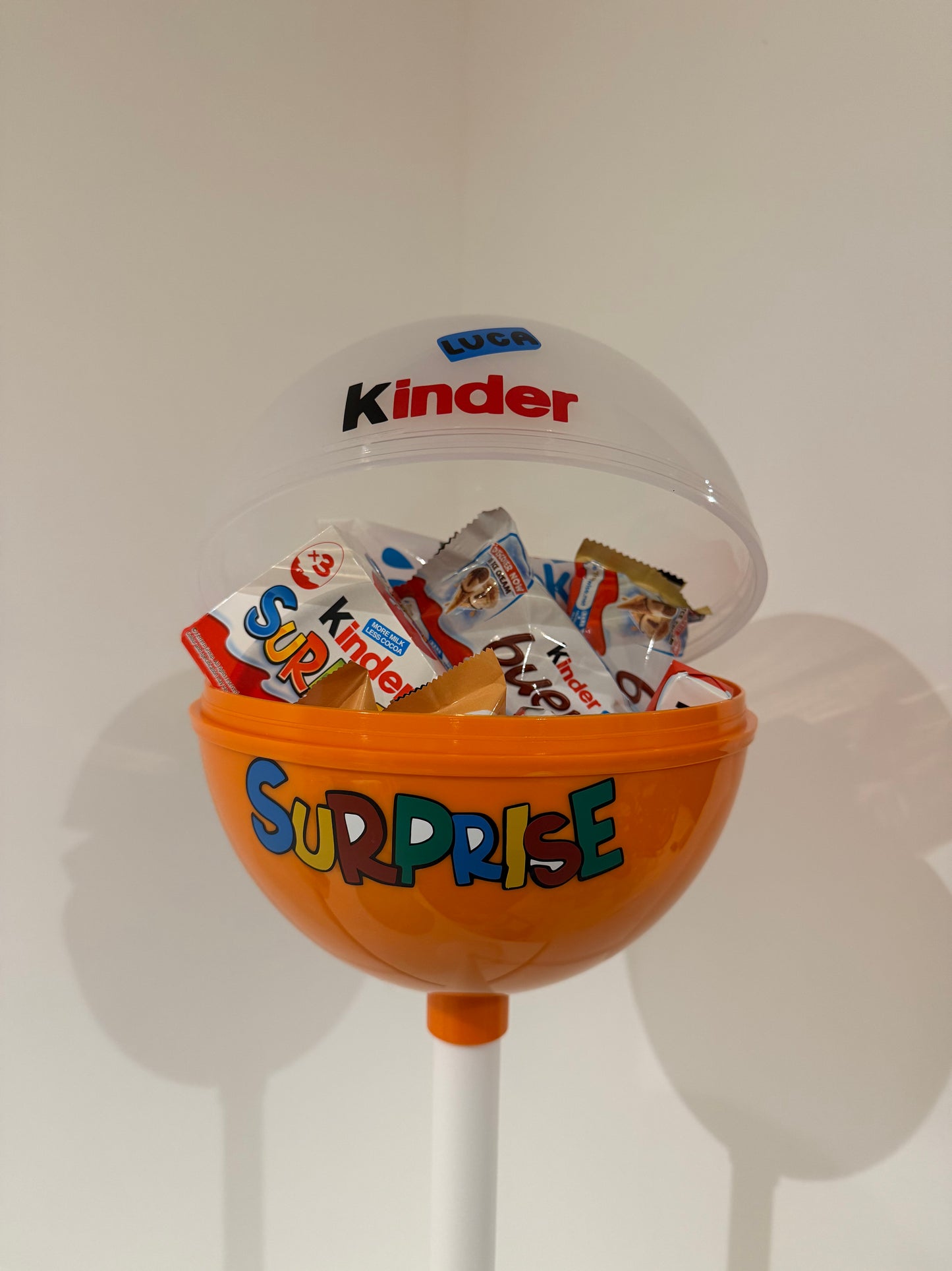 Large Personalised Kinder Fillable Easter Lollipop - No Contents Included