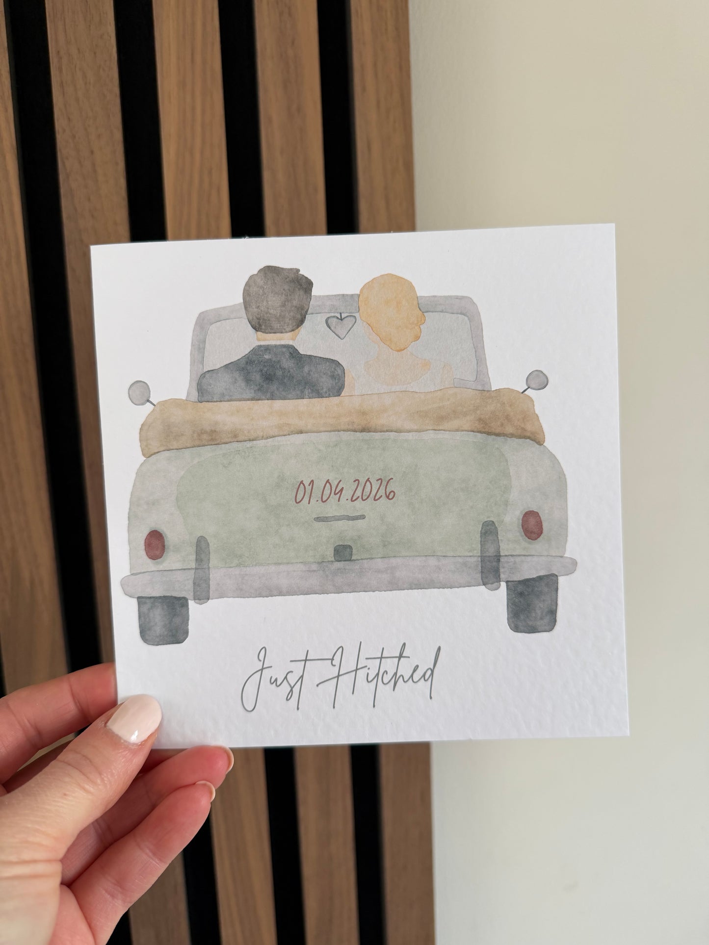 Just Hitched Personalised Greetings Card