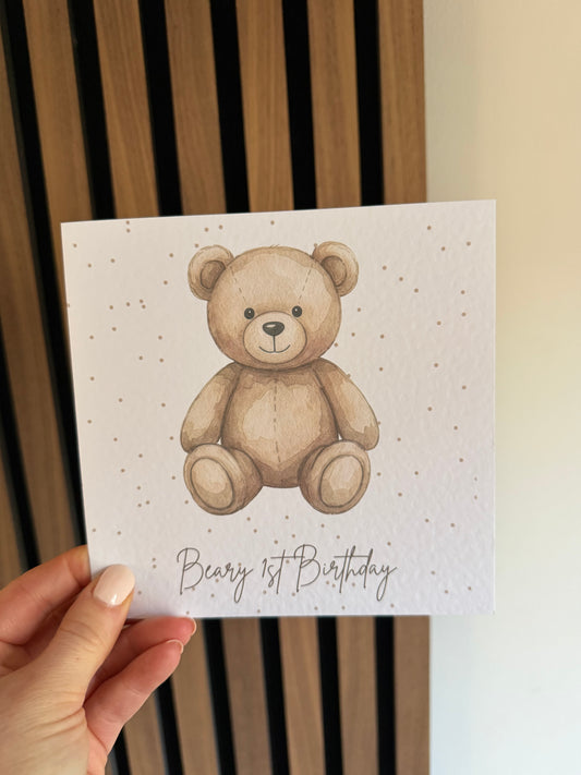 Beary First Birthday Greetings Card
