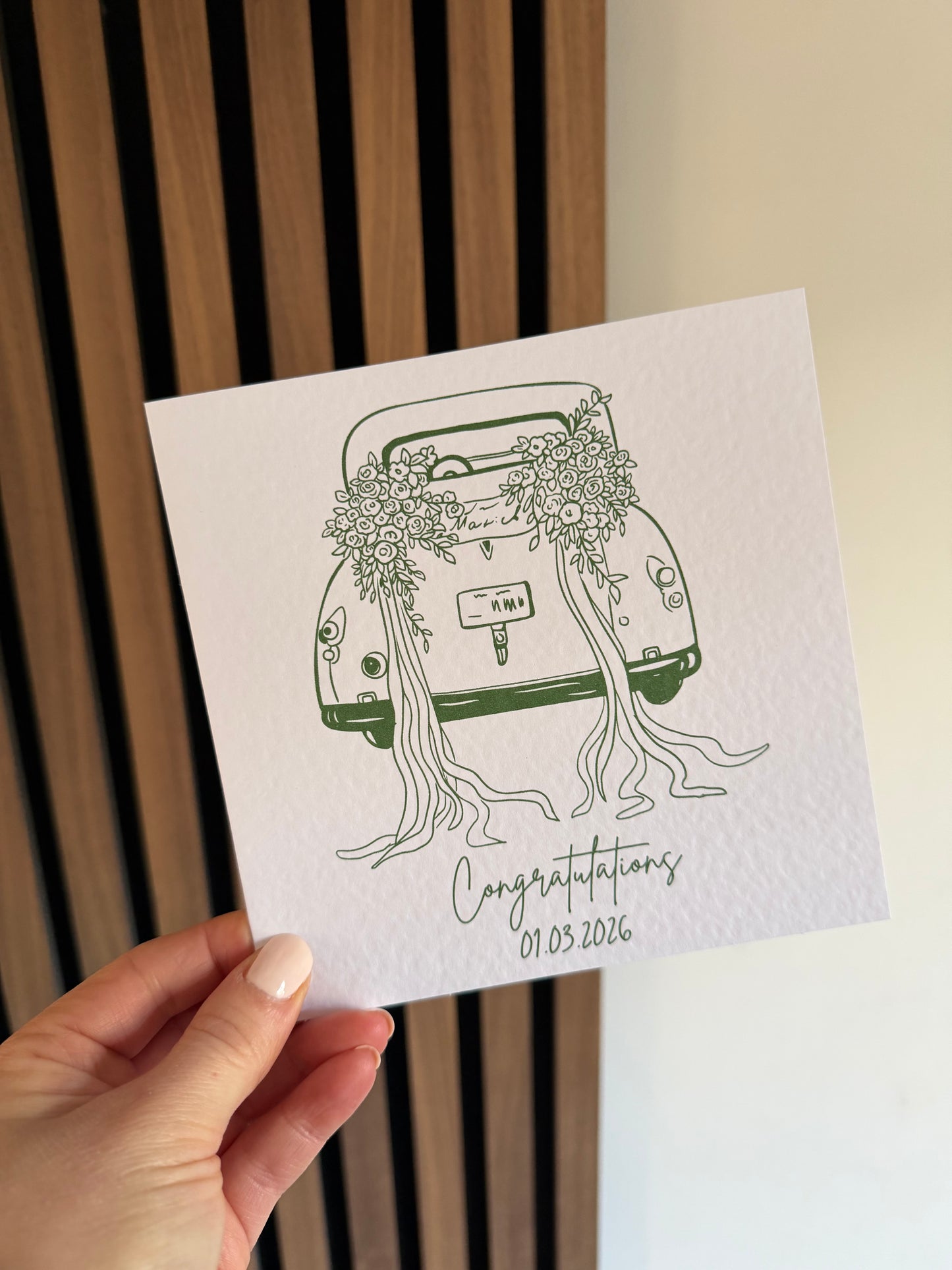 Congratulations Wedding Car Personalised Greetings Card