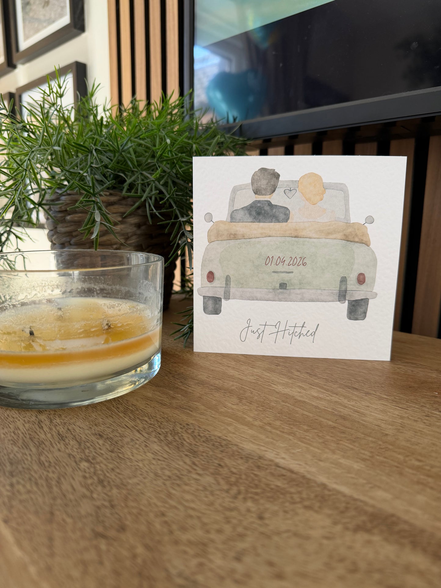 Just Hitched Personalised Greetings Card