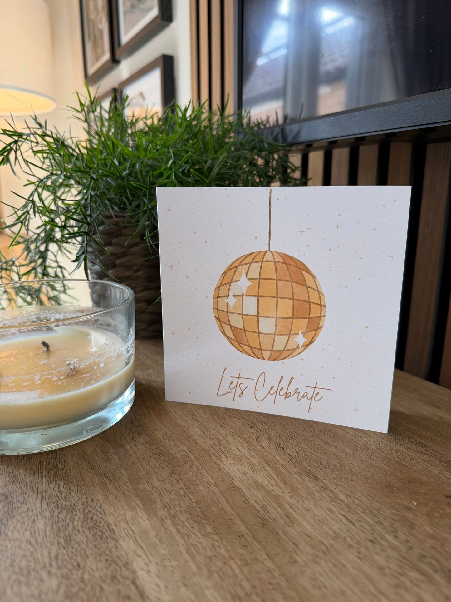 Lets Celebrate Disco Ball Greetings Card