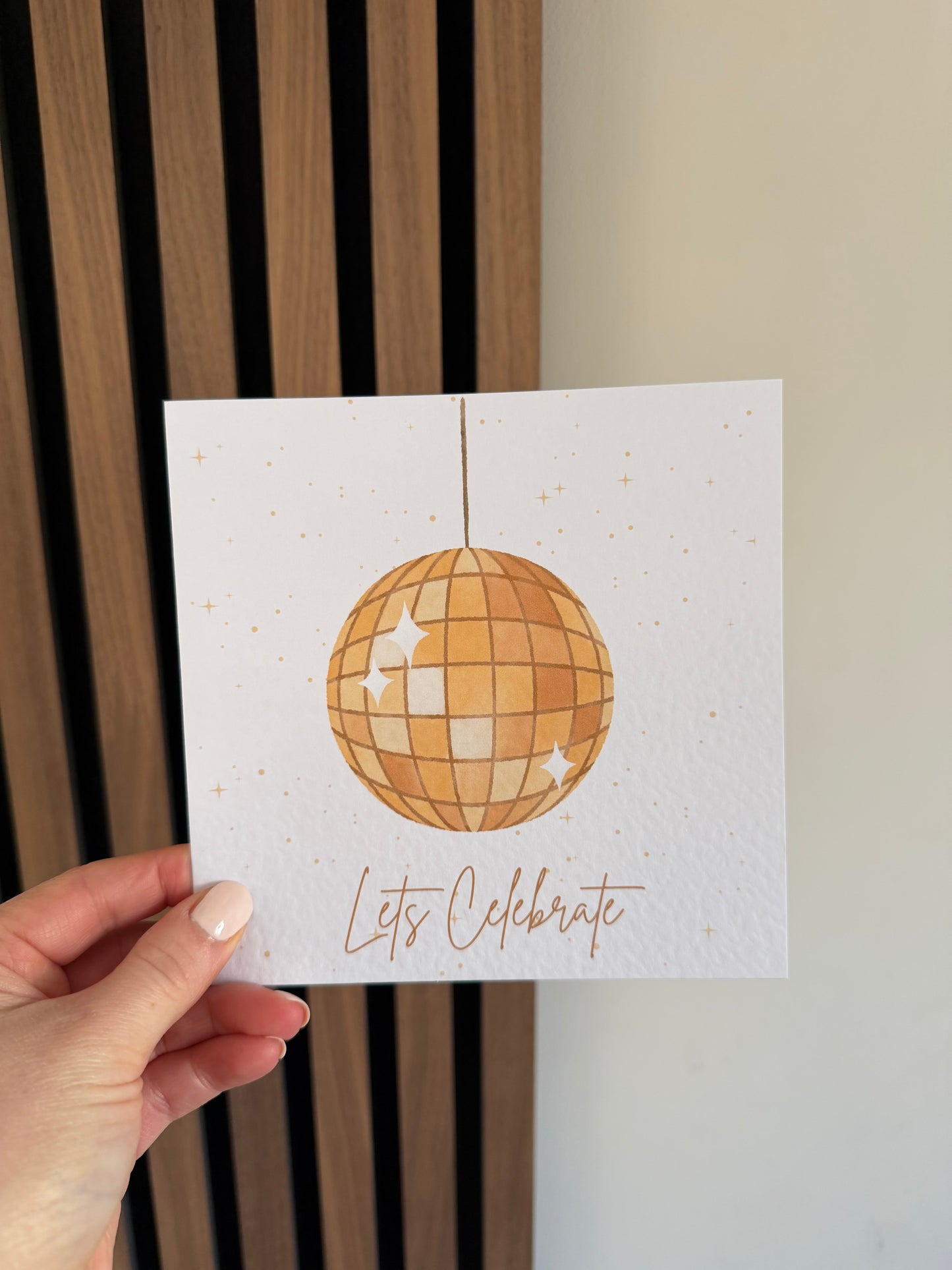 Lets Celebrate Disco Ball Greetings Card