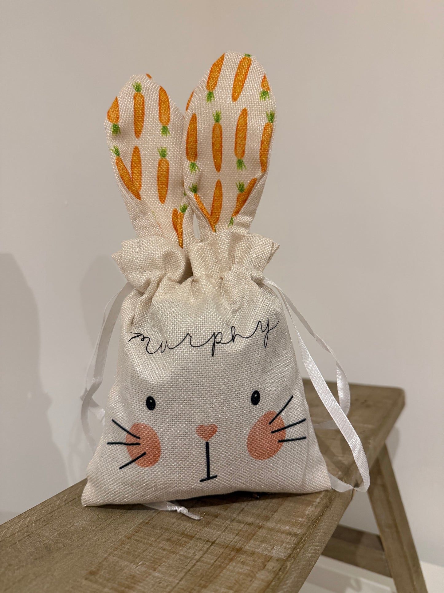 Small Personalised Hessian Bunny Pouch