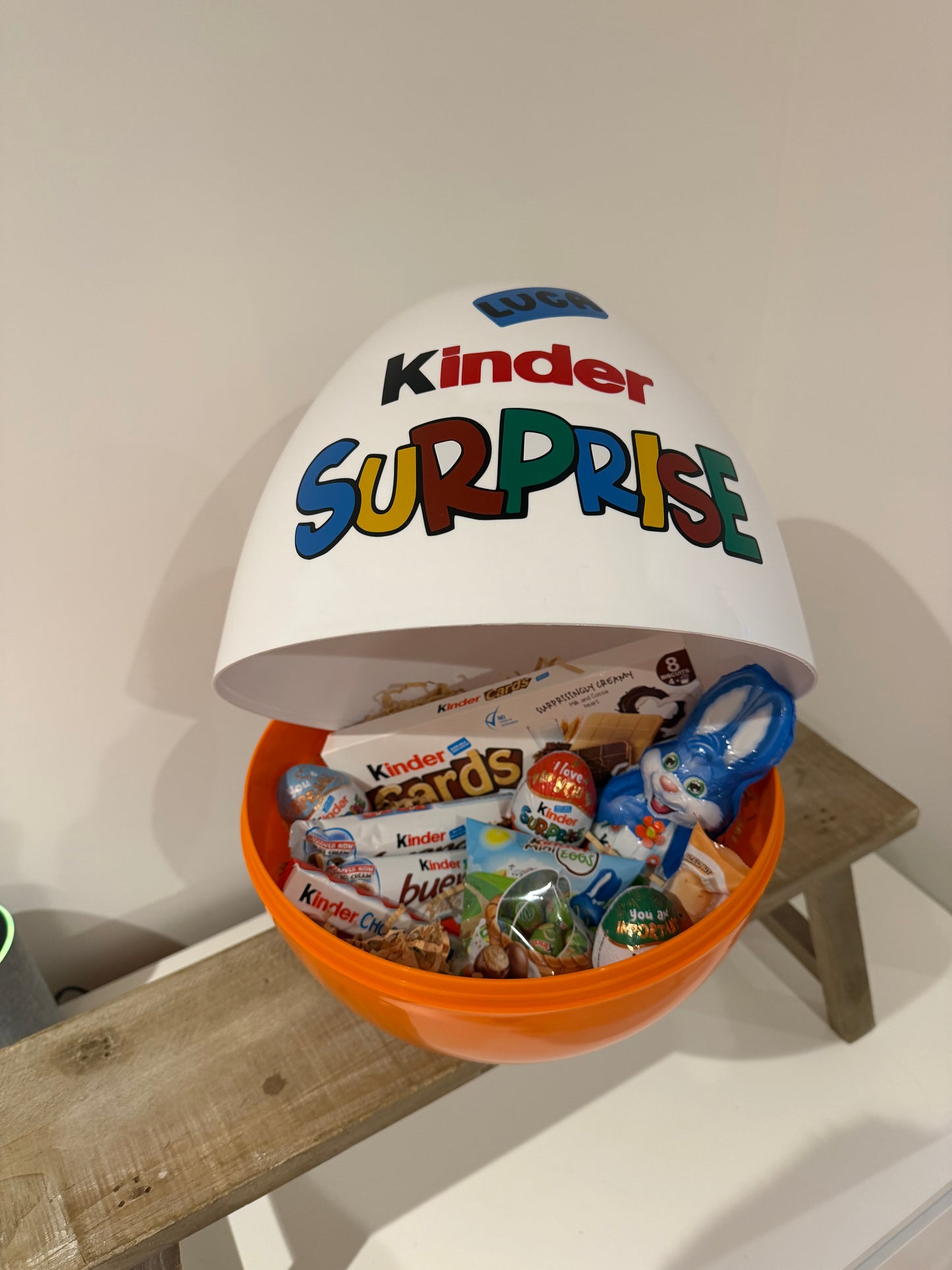 Giant Personalised Fillable Kinder Easter Egg - Filled