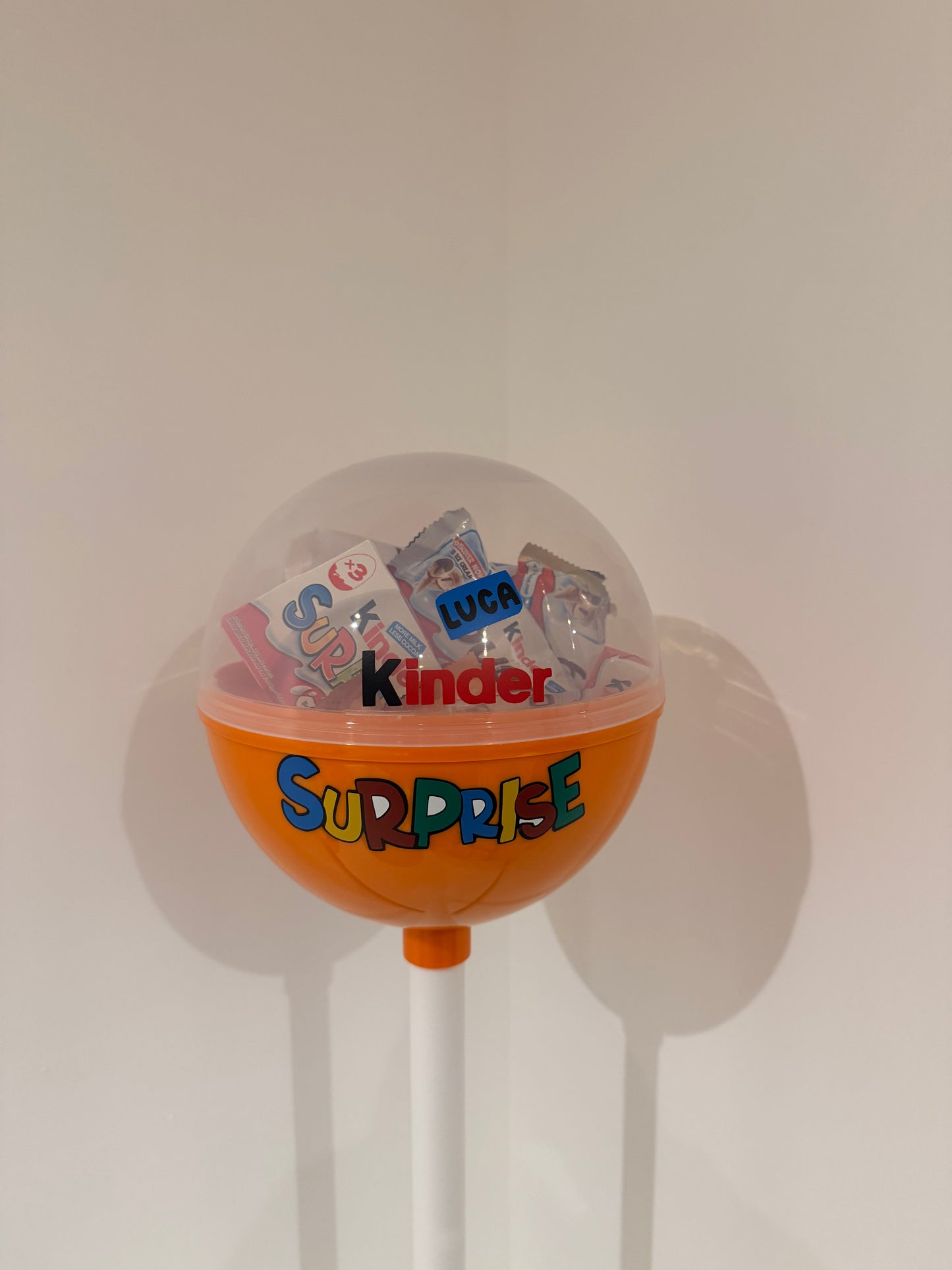 Large Personalised Kinder Fillable Easter Lollipop - No Contents Included