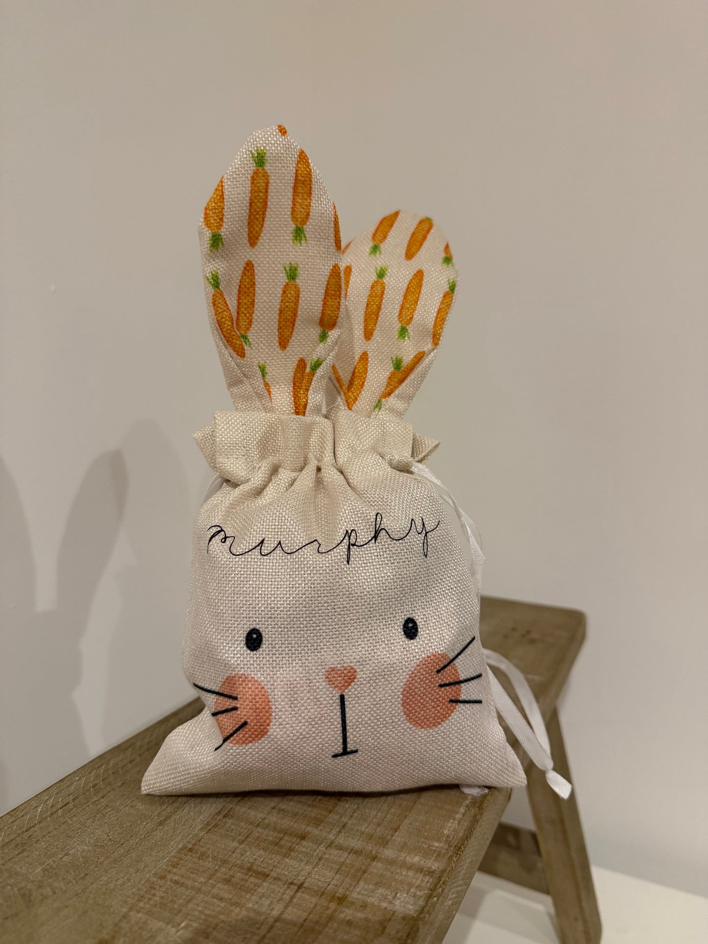 Small Personalised Hessian Bunny Pouch