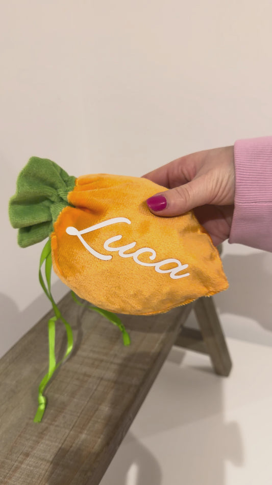 Velour Personalised Carrot Pouch